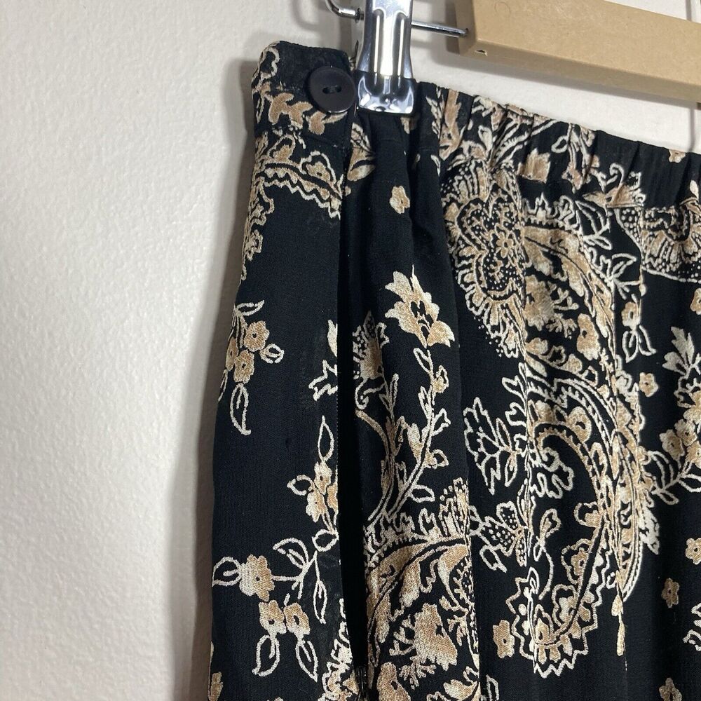 JM Collection Maxi Skirt Womens 10 P Black White Floral Paisley Boho Slit Modest - Picture 7 of 8